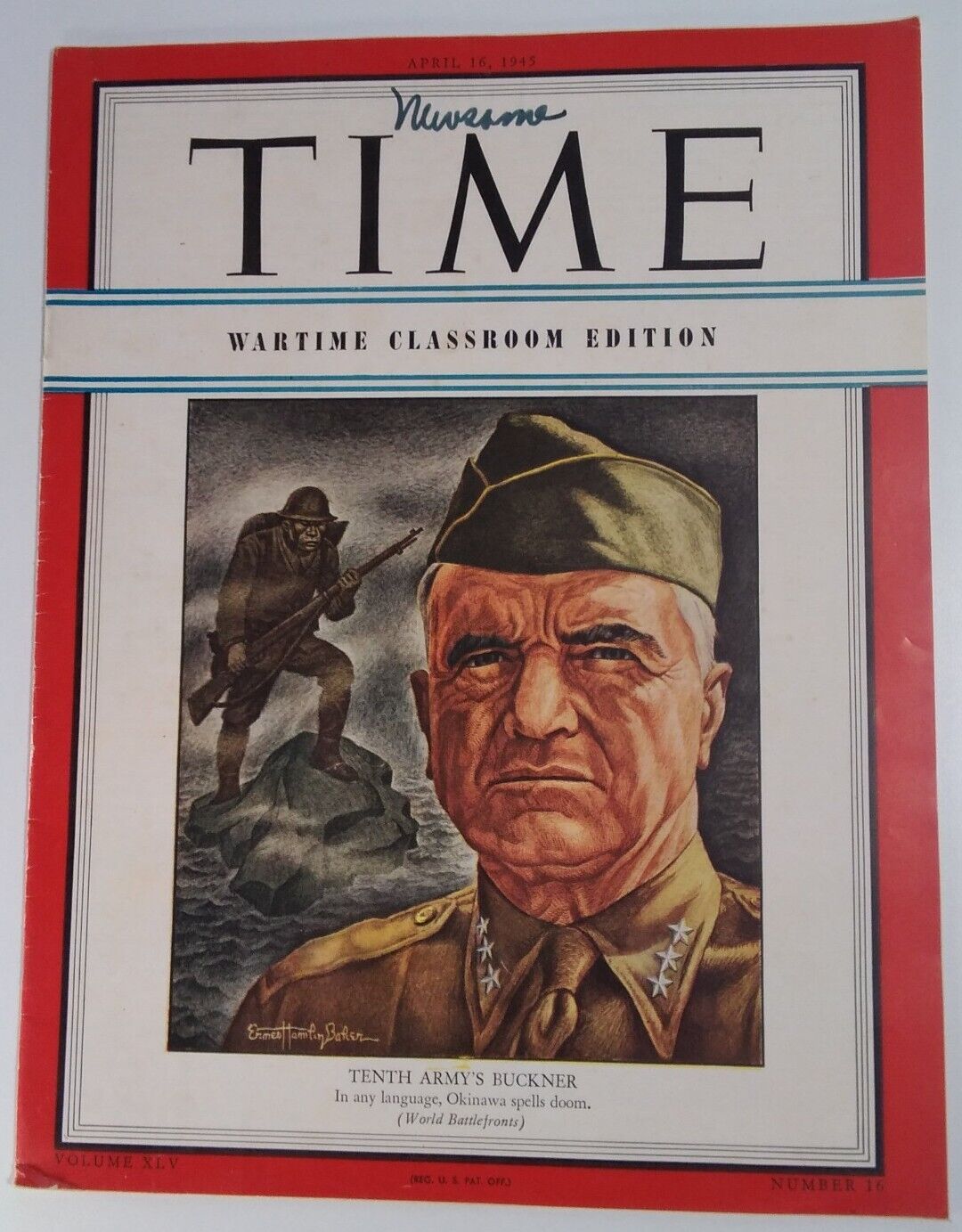Time Magazine Vtg 1945 Rare Buckner Classroom Ed Okinawa Hirohito Gertrude Stein