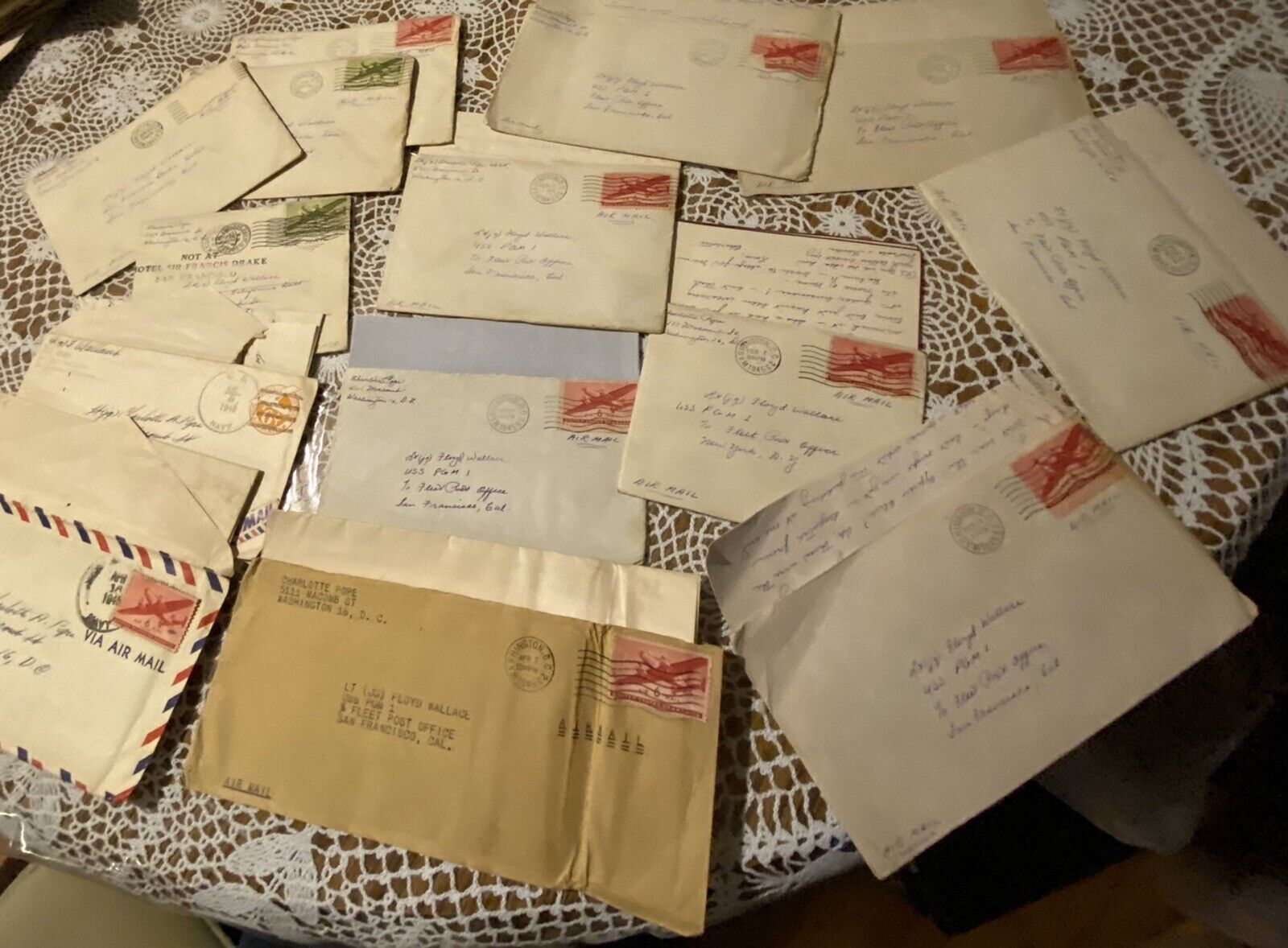 10 WWII Letters Lot VTG Military Navy Lt Soldier WWII  1945 USS PGM