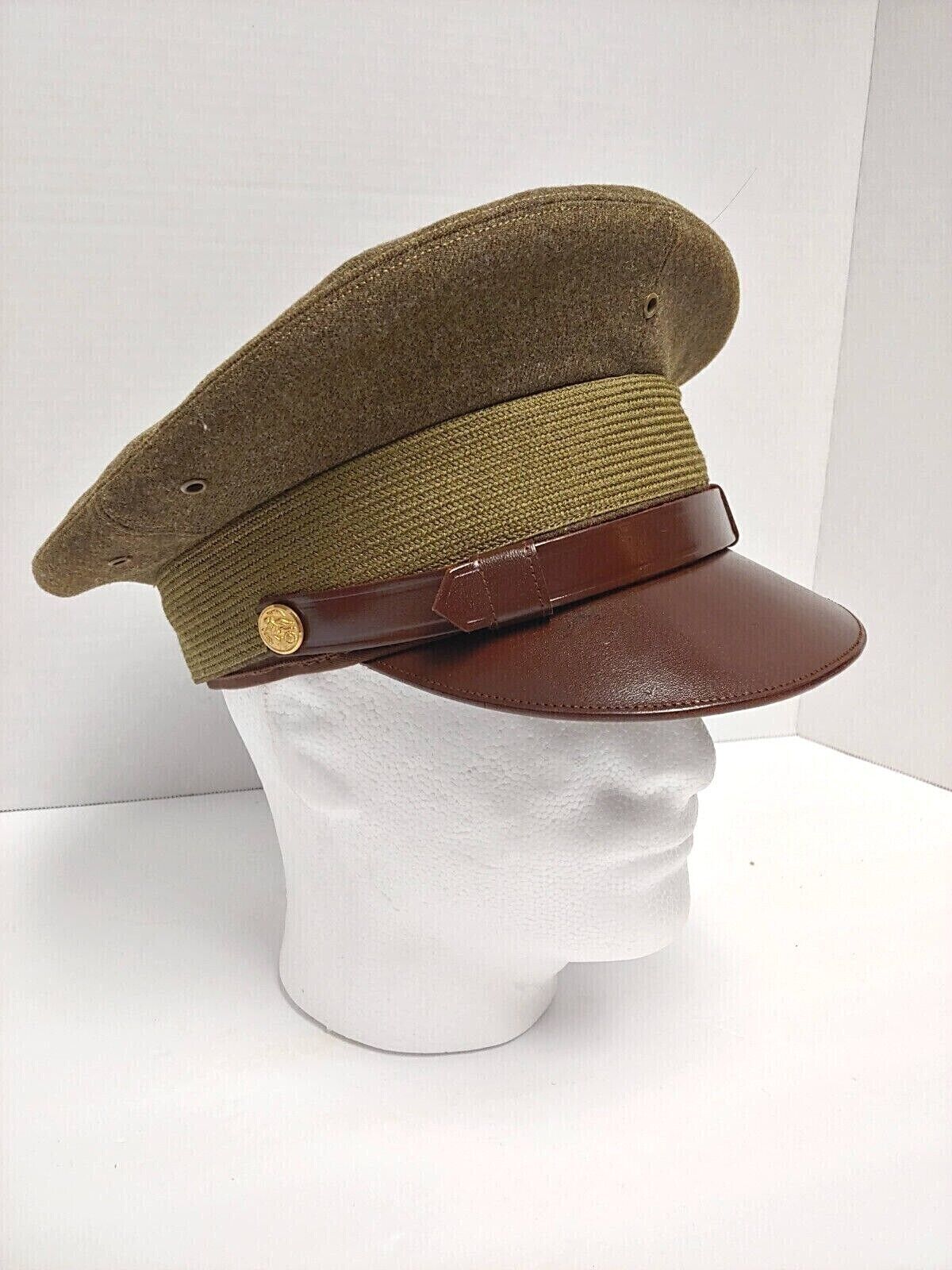 Vintage WW2 Era US Military Wool Dress Visor Cap - Size 7 1/8, Dress Uniform Hat