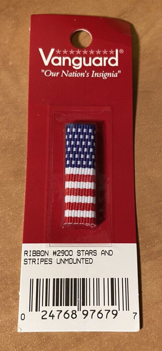 U S Military: Stars and Stripes Ribbon (With Single Ribbon Holder)