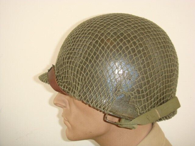 Original WWII M1 Helmet w/ Camo Cover, Front Seam, 36th Infantry Division
