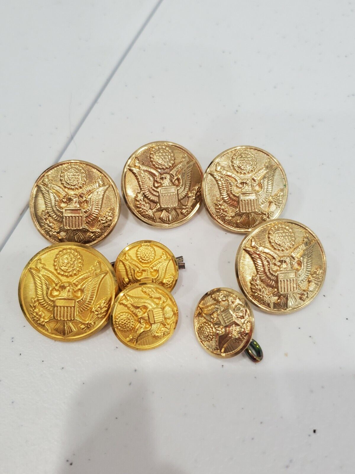 US Army Officer Uniform Buttons Lot of 8 Military Eagle Crest Vintage 