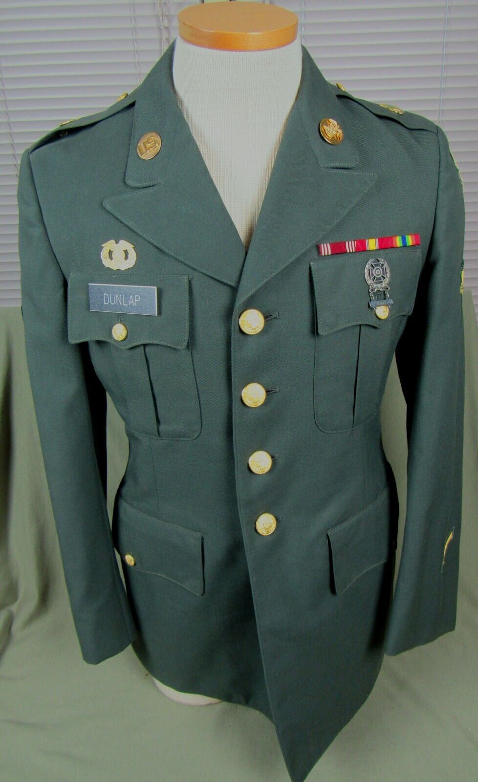 U.S. Army 4th Division Named Spc 36R Poly/Wool Coat 1986 & 30R Trousers 1982