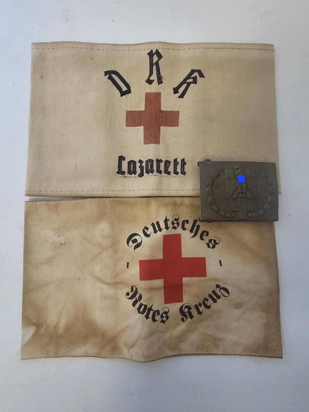 German WWII DRK Red Cross Medic Armband And Buckle Lot