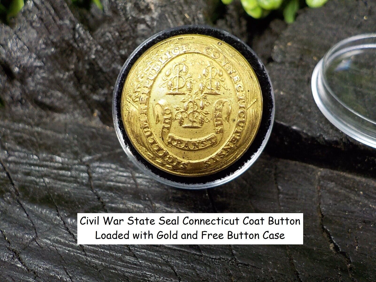Old Rare Vintage Antique Civil War Relic Connecticut Coat Button Loaded Gold