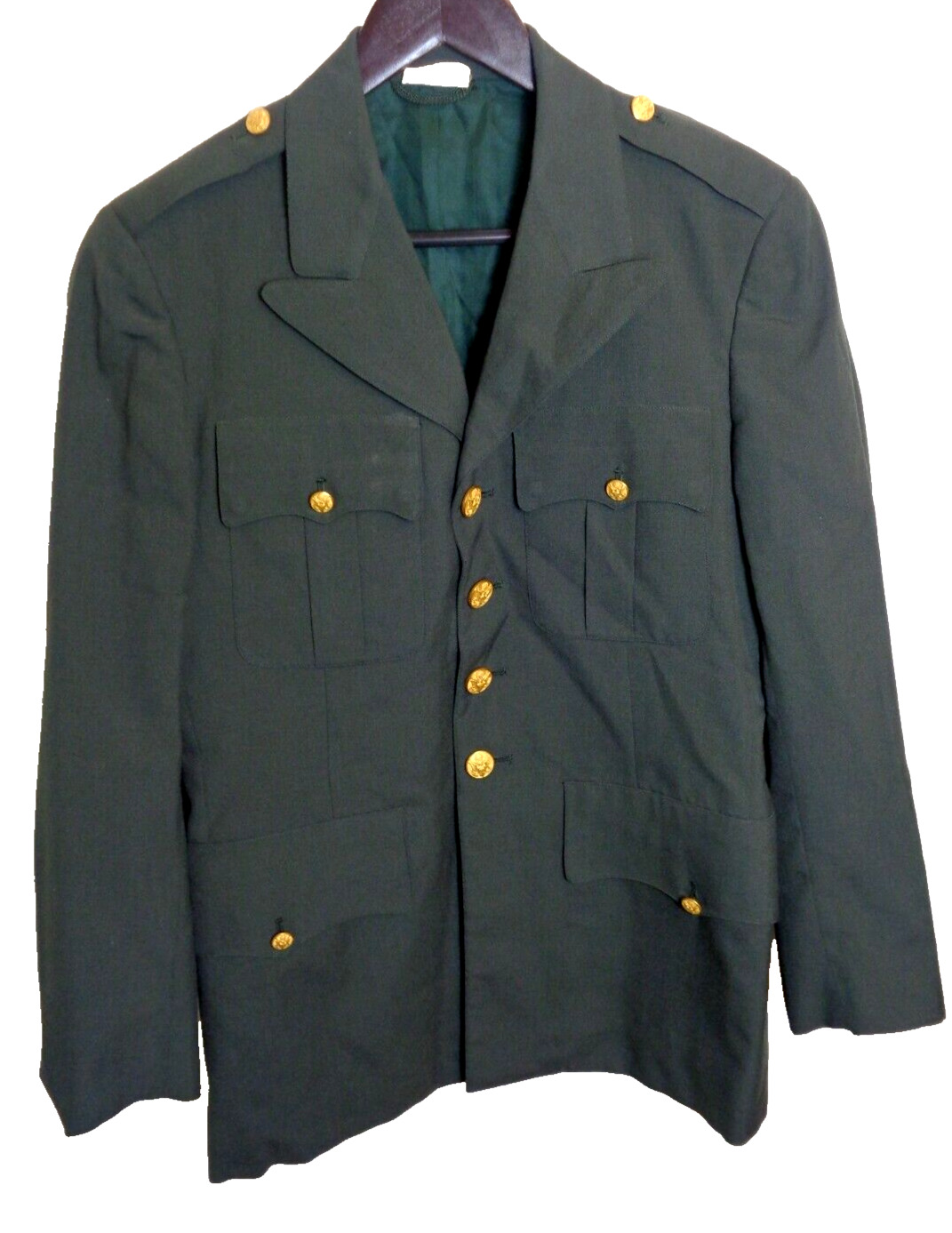 US Military Army Green Coat 37R Poly/Wool Blazer Jacket Uniform Men's