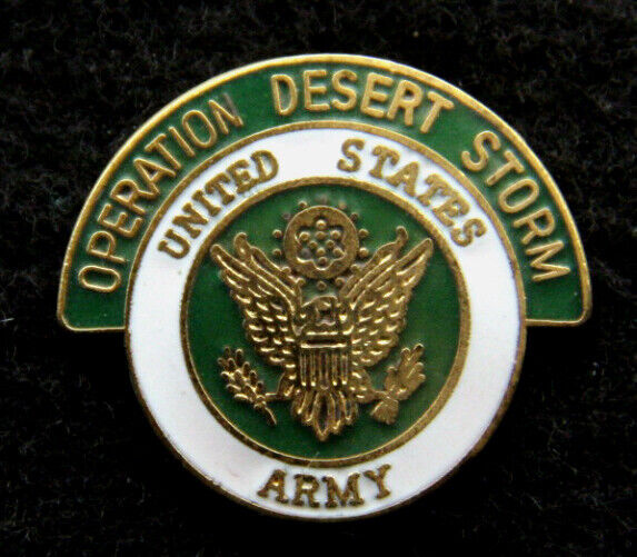 OPERATION DESERT STORM 1990-1991 US ARMY HAT LAPEL PIN UP IRAQ STORM VET SHIELD