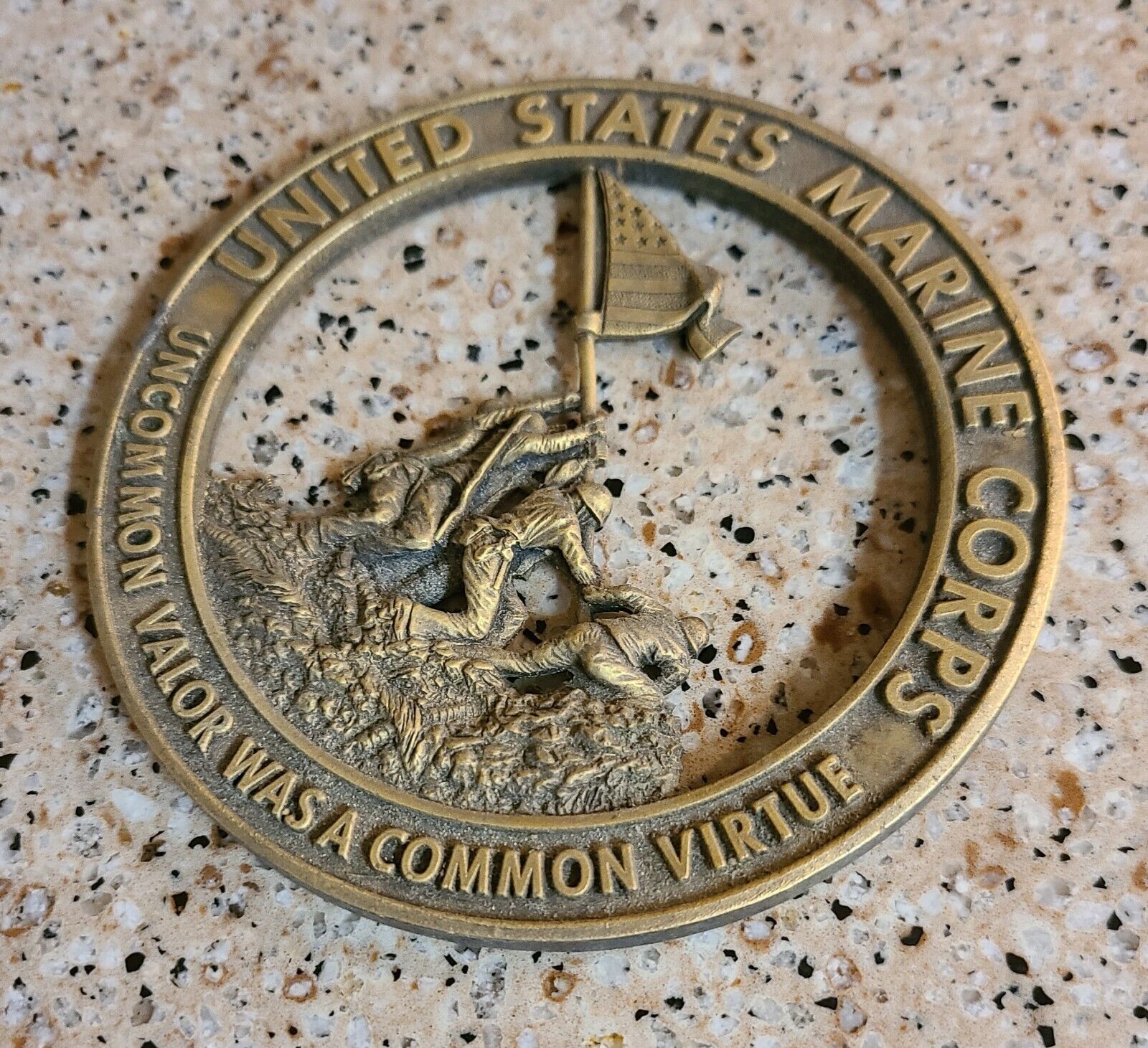 United States Marine Corps Iwo Jima Vintage Brass Plaque (USMC)