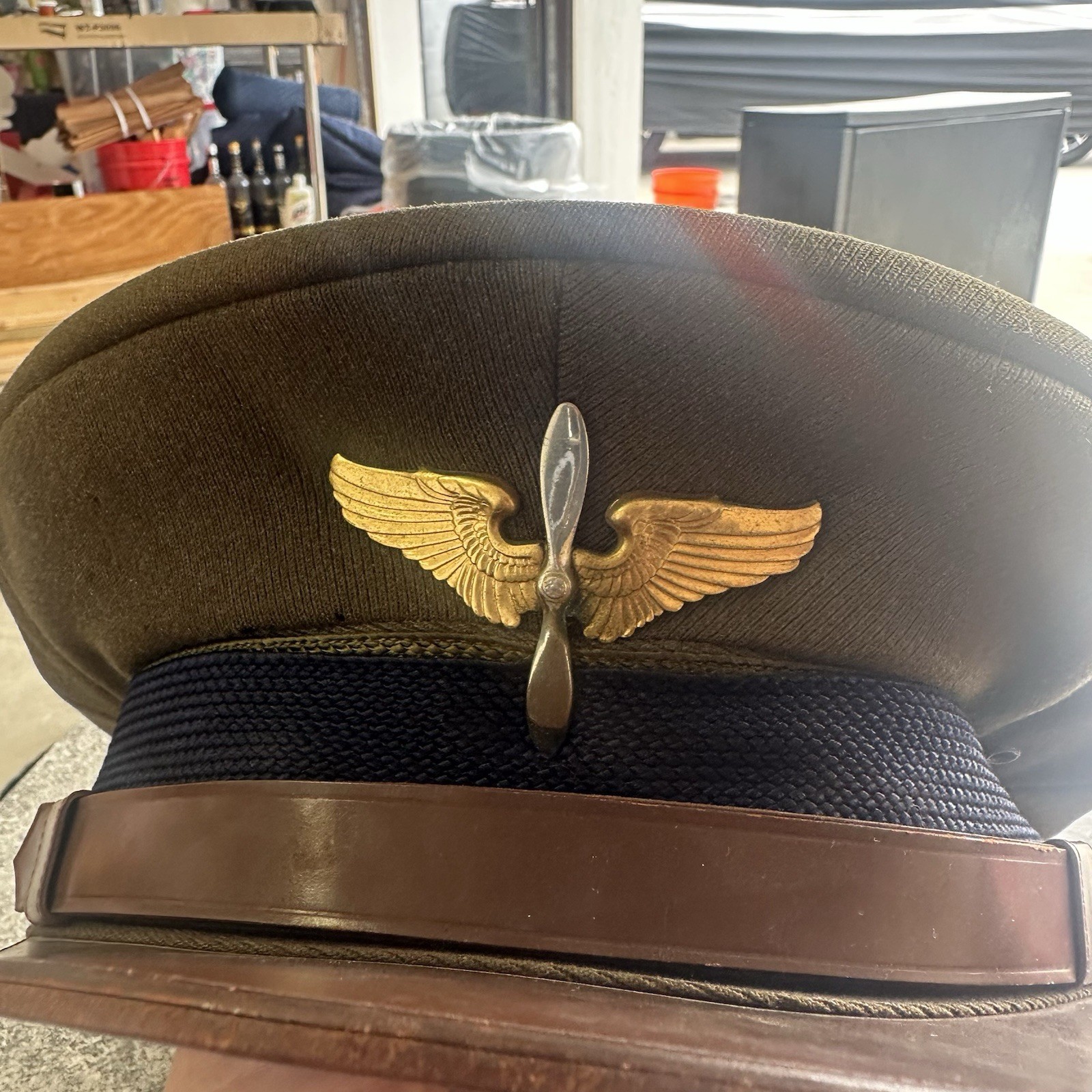WWII Us Army, Air Force Aviation Cadet Visor Cap With Propeller Insignia ￼
