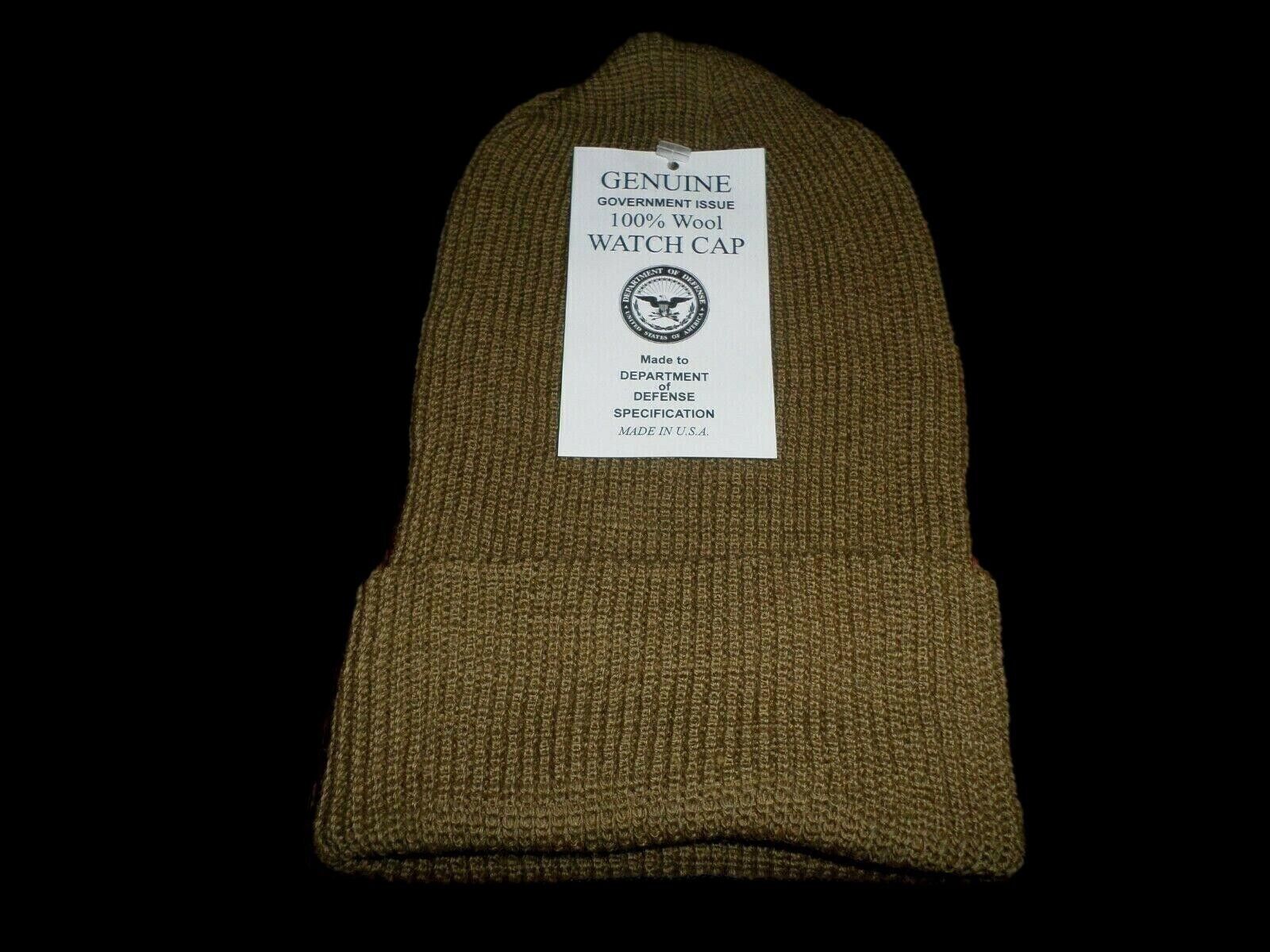 NEW GENUINE MILITARY ISSUE 100% WOOL BROWN WATCH CAP COLD WEATHER HAT U.S.A MADE