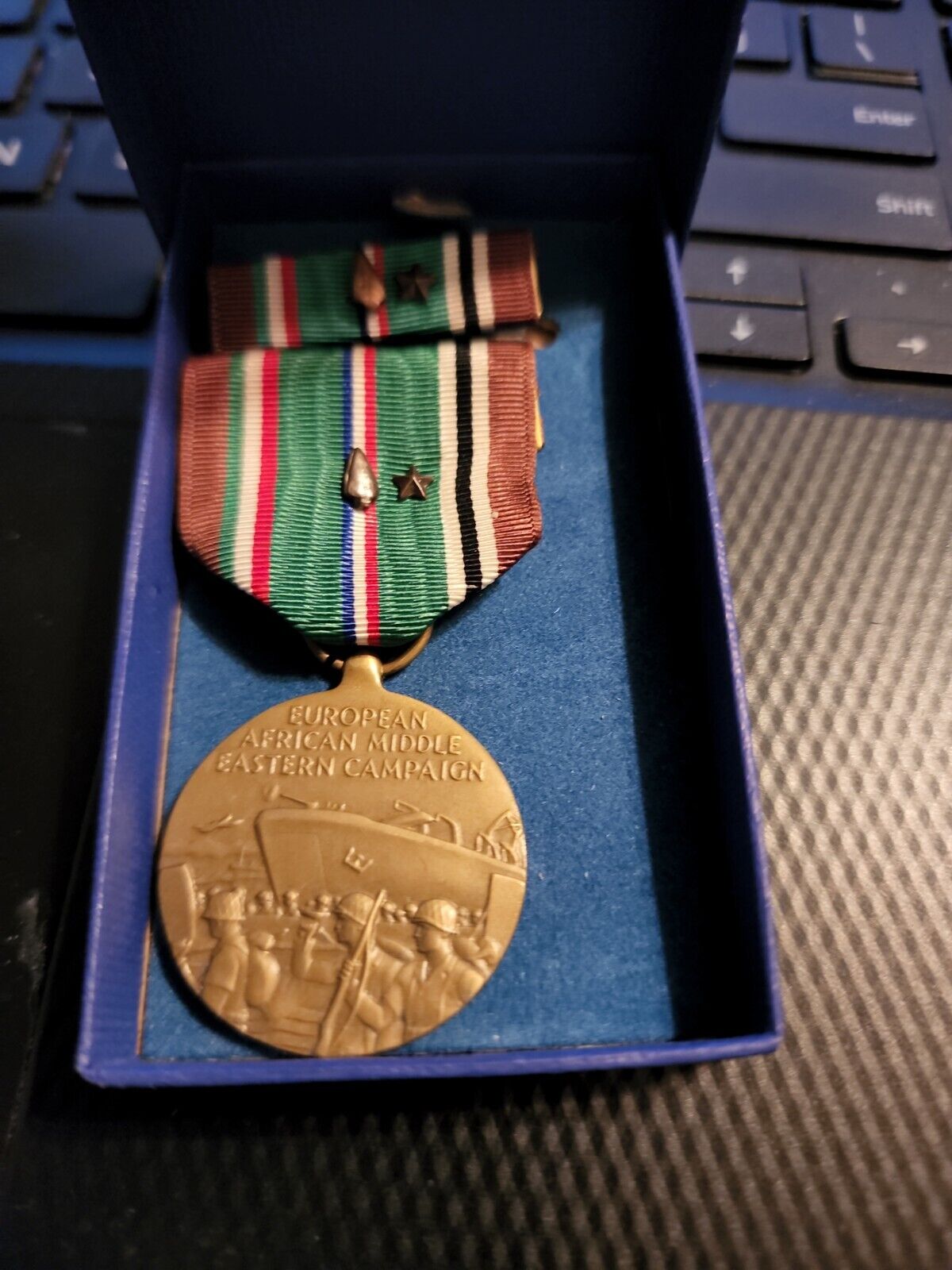 European–African–Middle Eastern Campaign Medal+ Ribbon W/Landing -Battle Device