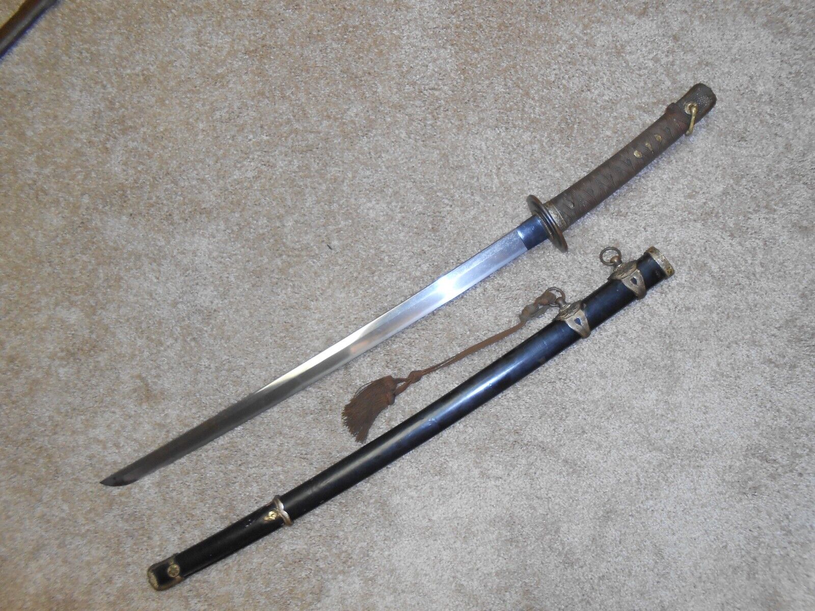 WW2 JAPANESE KAI GUNTO SWORD, OFFICERS, SIGNED, Old Family Blade