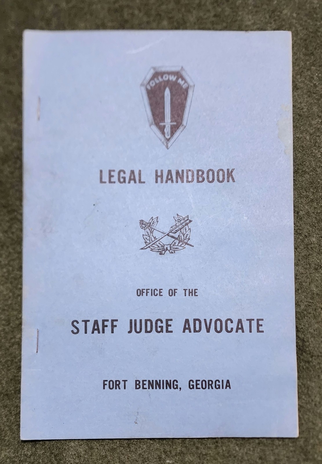 1964 US Army Office of Staff Judge Advocate Legal Handbook Fort Benning GA