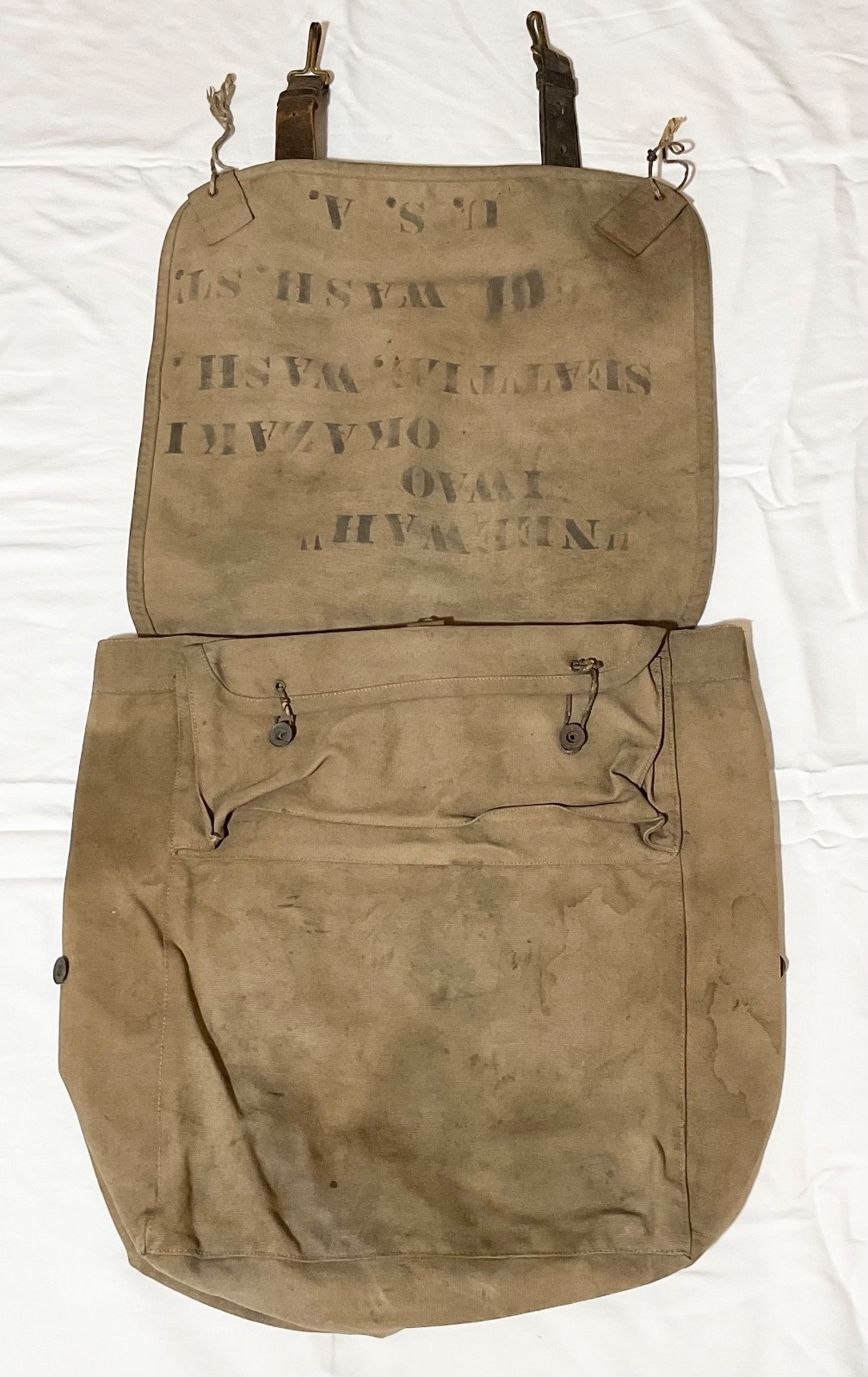 Spanish American Pre-WW1 US Army Khaki Knapsack Haversack Stenciled