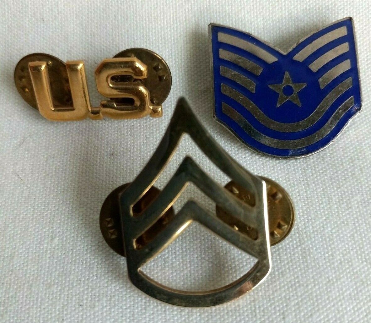 Vintage Military Hat/Lapel Pins- Includes N.S. Meyer Staff Sgt. Pin. Collectible
