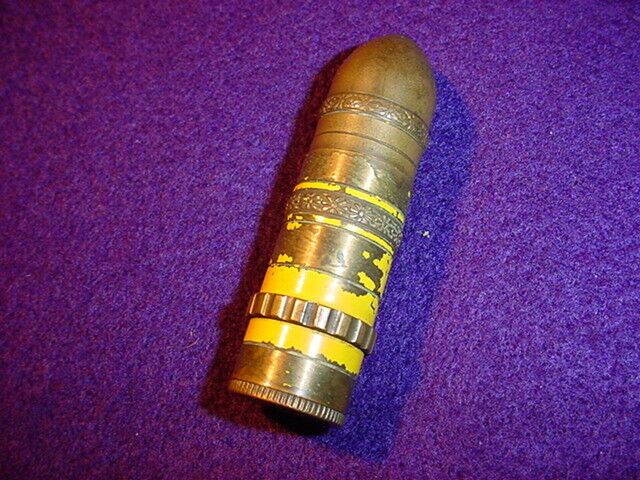 Original WW1 Brass Trench Art Lighter, Miniature Cannon Round