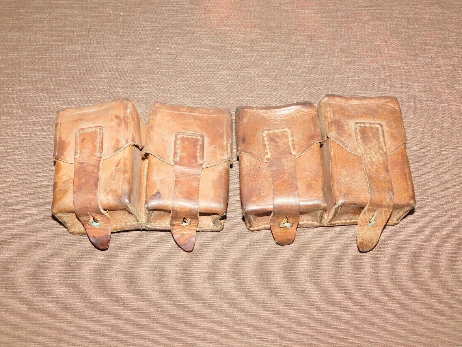 VINTAGE MILITARY 2 LEATHER  AMMO POUCHES