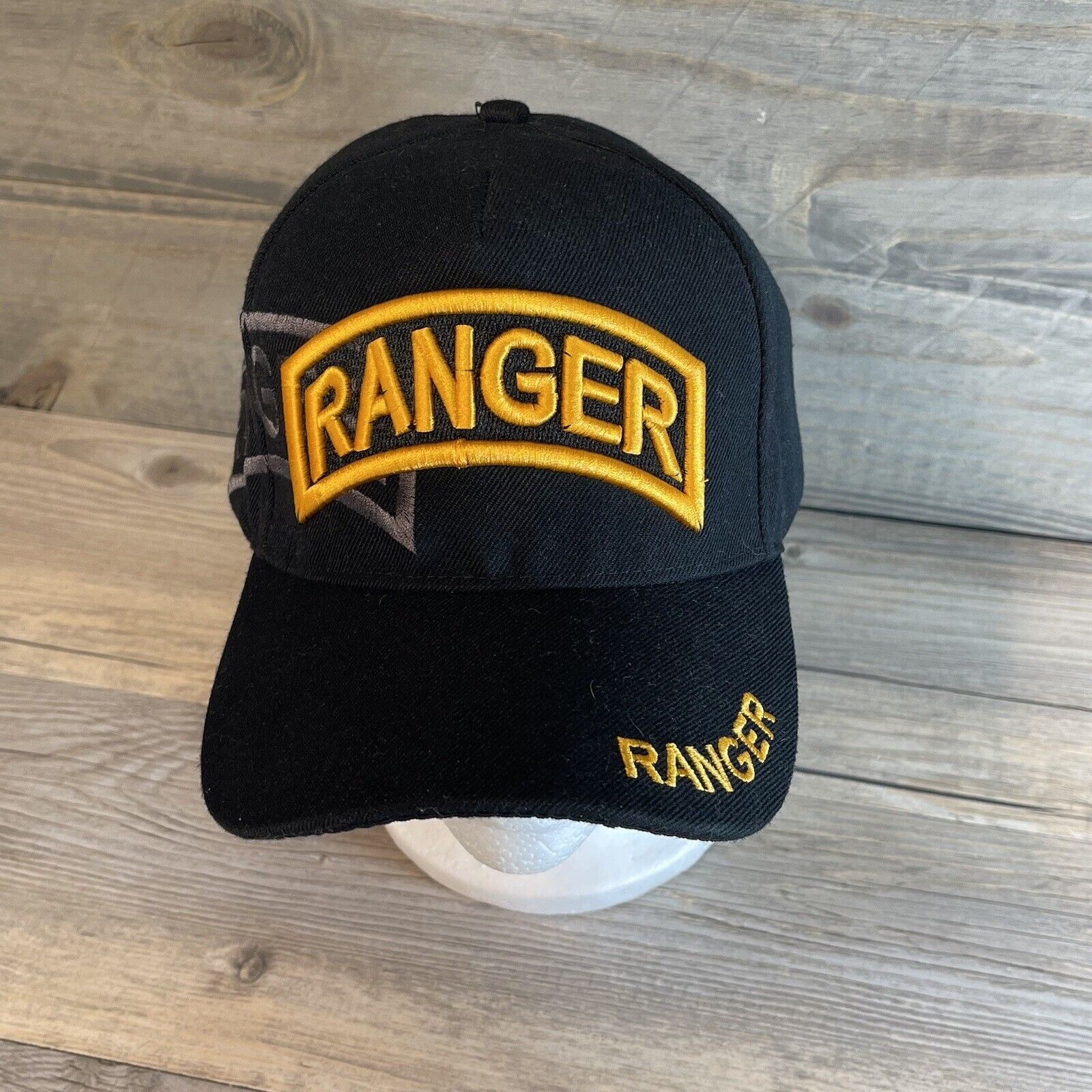 US Army Ranger Cap Hat Black August Sportwear Inc Adjustable Strapback Military