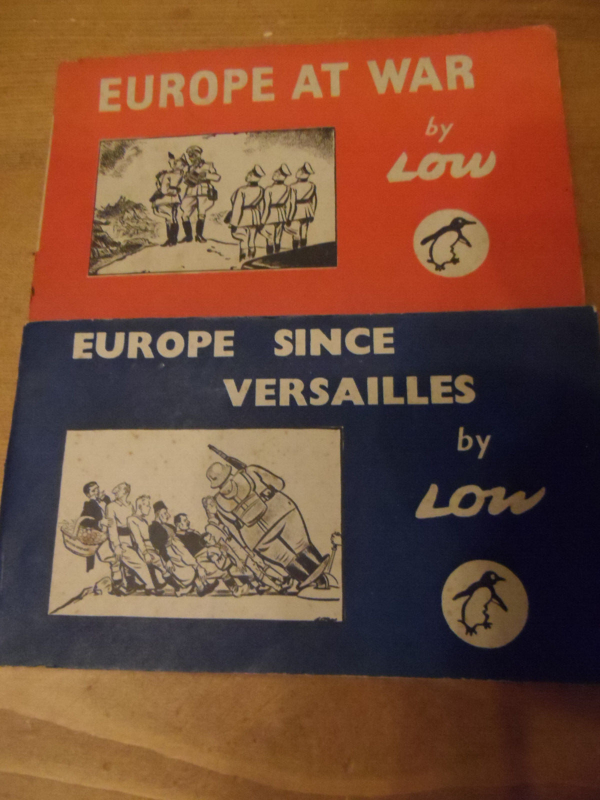 2 x David Low Cartoon books dealing w/ WW II - w/ many Anti Hitler Caricatures