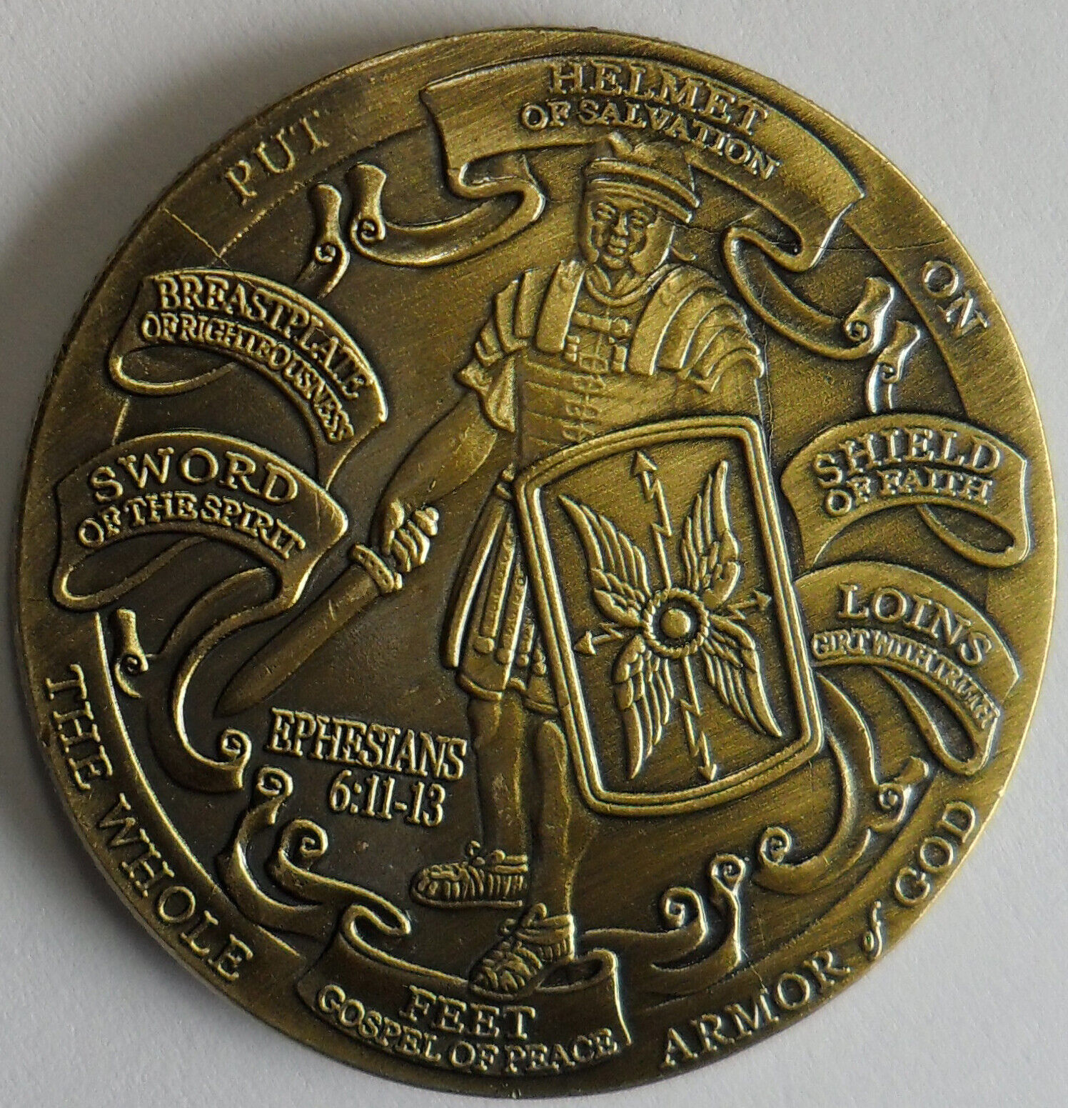 Whole Armor of God Christian High Relief Challenge Coin Ephesians 6-13-17