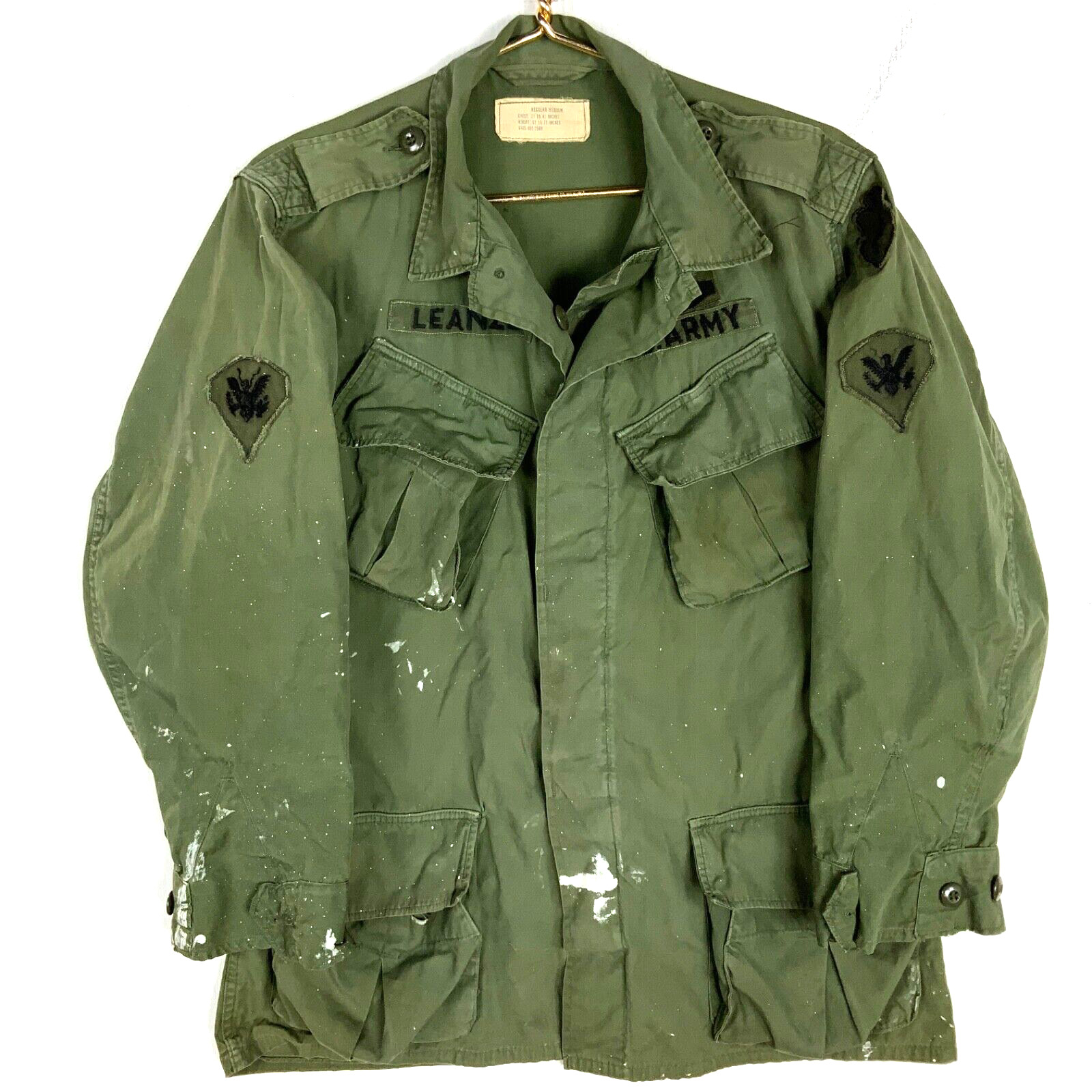 Vintage Us Army Tropical Combat Coat Medium Green Vietnam Era Distressed 70s