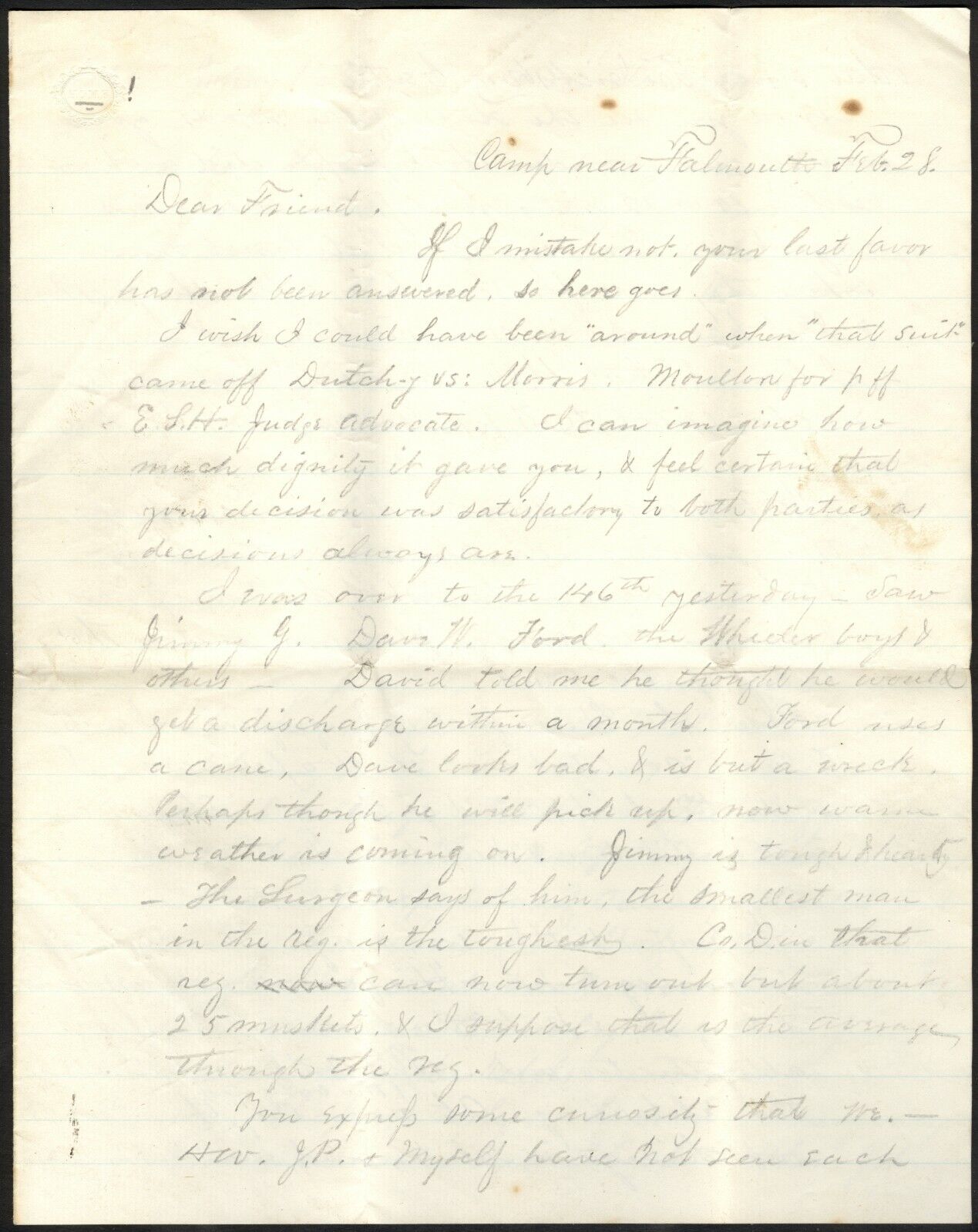 Union Soldier’s Letter – Soldier and Unit Unknown – Very Interesting Content
