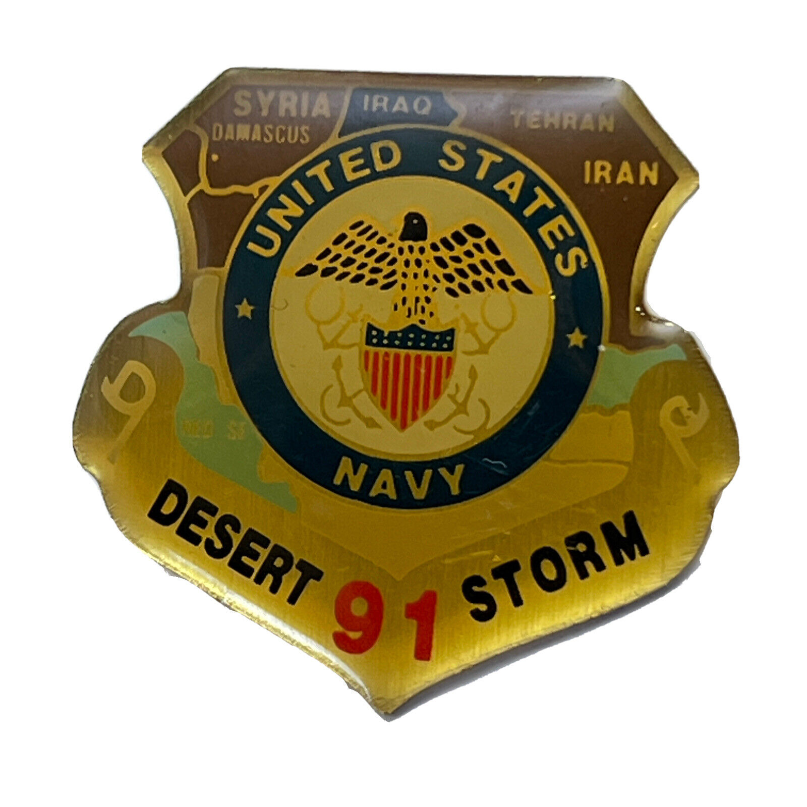 1991 Operation Desert Storm Iraq Gulf War US Navy Military Lapel Hat Pin Pinback