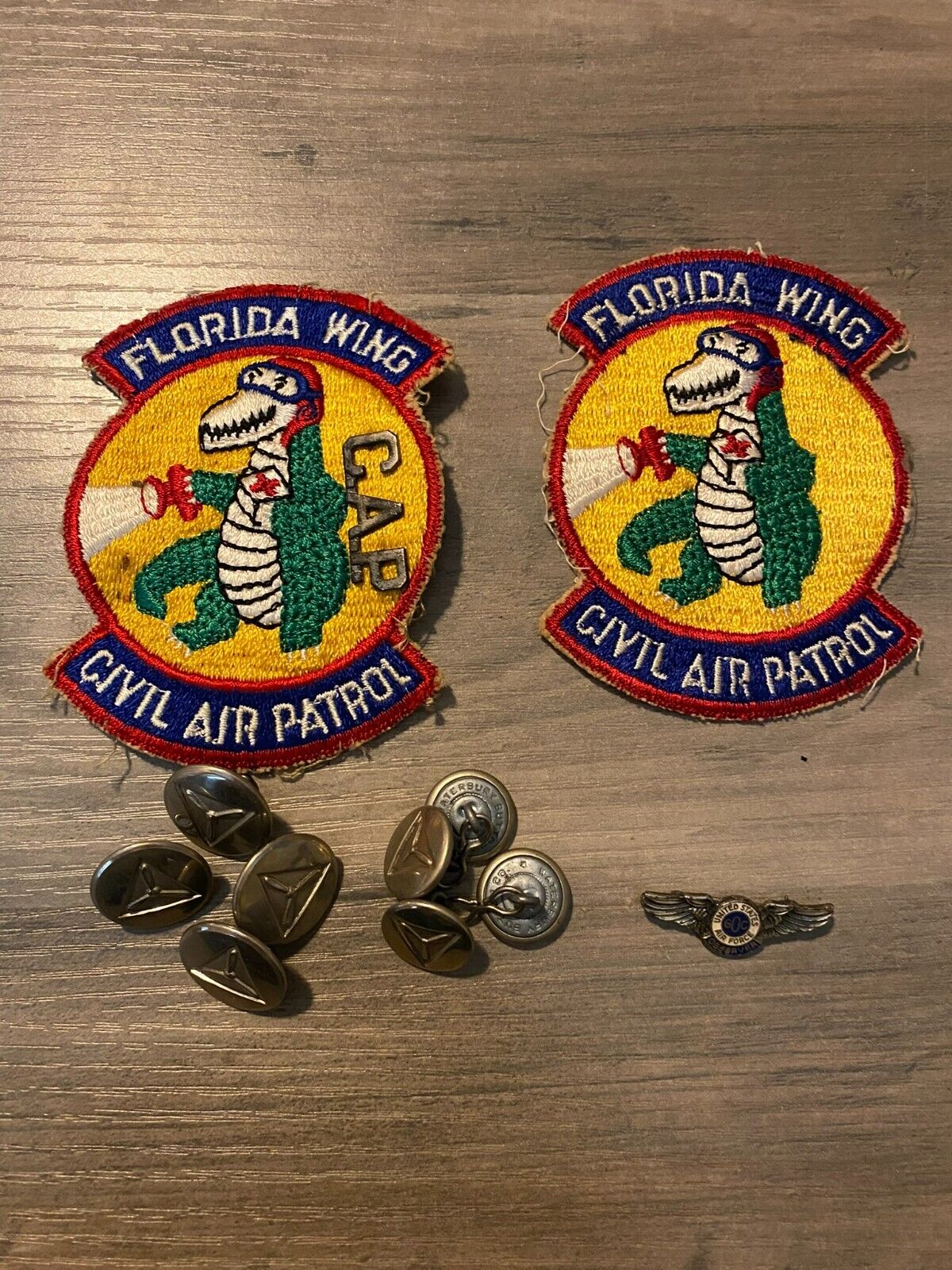 Vintage Civil Air Patrol CAP Patch Florida Wing Alligator + GOC Air Force Wing