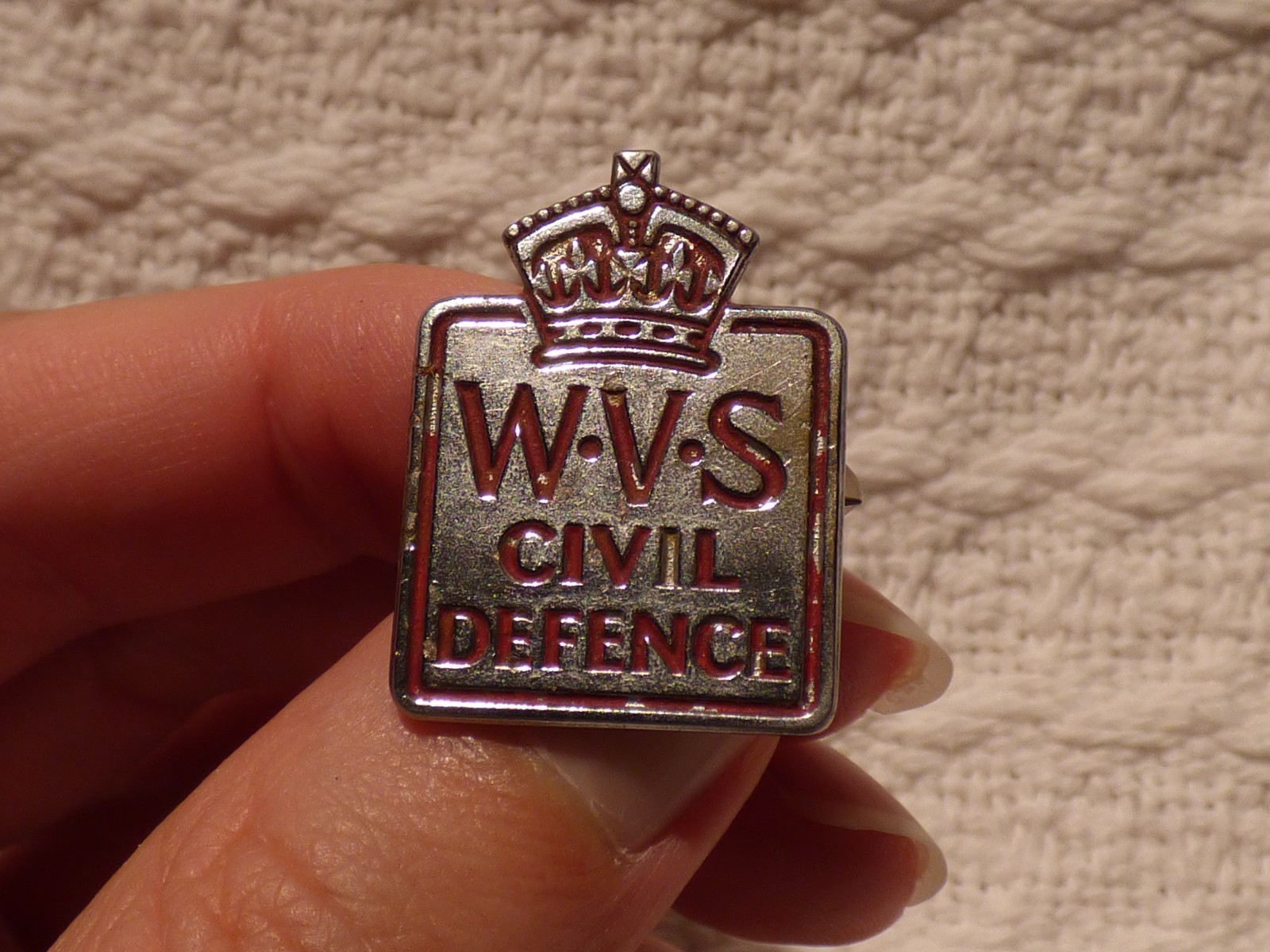 WW2 Era Women’s Voluntary Service WVS Civil Defence Lapel Pin Badge