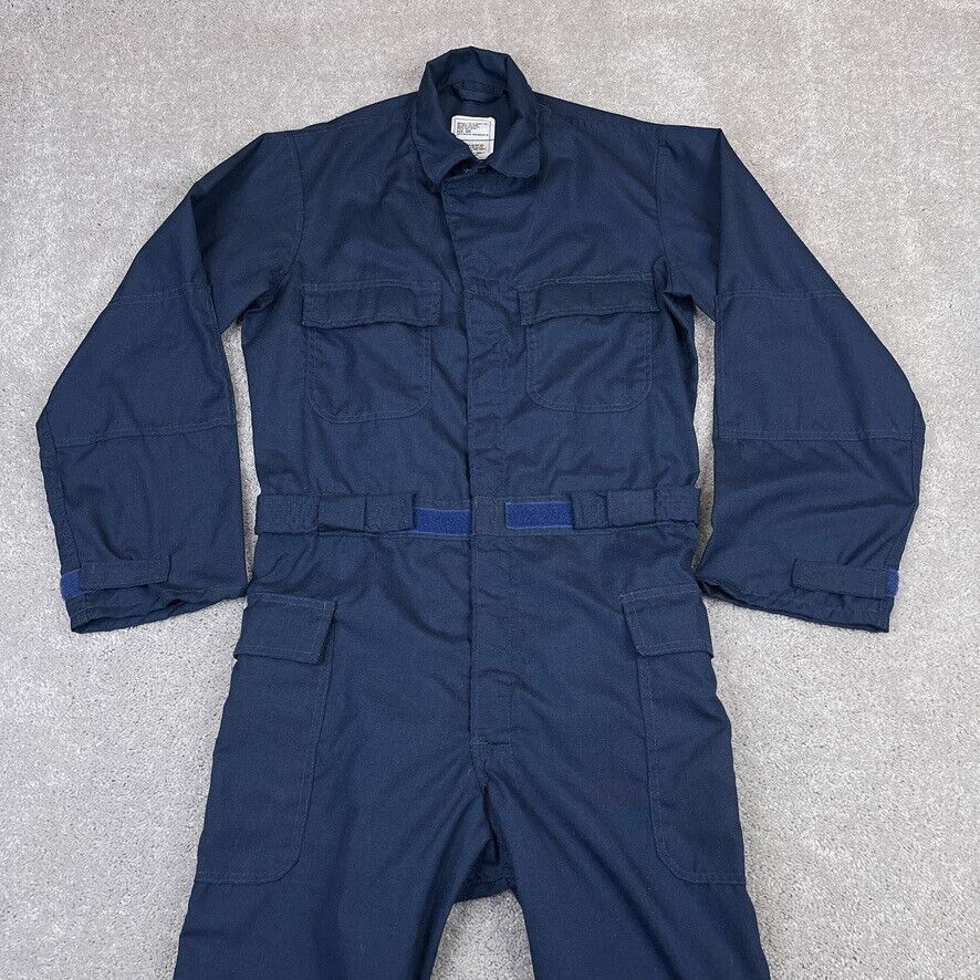 VINTAGE US Military Navy Coveralls Mens 40R Blue Flame Resistant Flight Suit