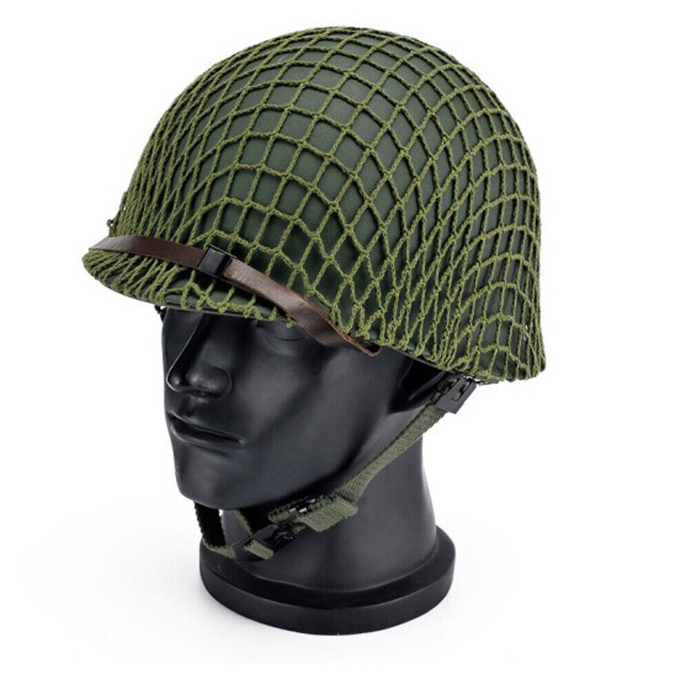 WWII US M1 Helmet Military Steel ABS Headwear Collectable Replica w/ Net Cover