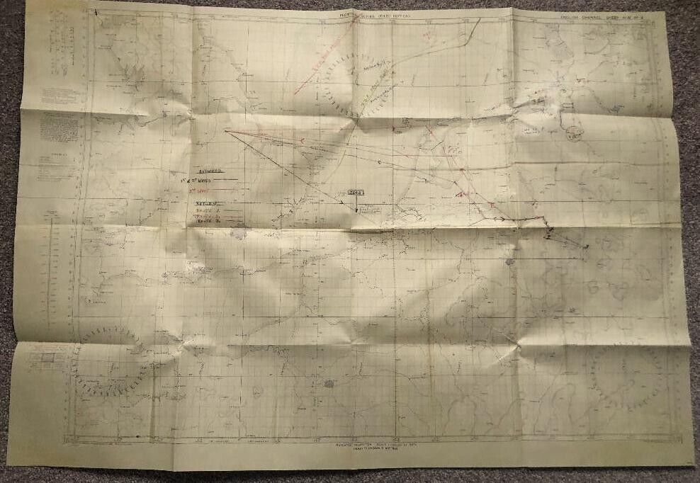 DAMBUSTERS RAIDS PLANNED AIR ROUTES TO AND FROM RAIDS VERY LARGE FOLDING MAP