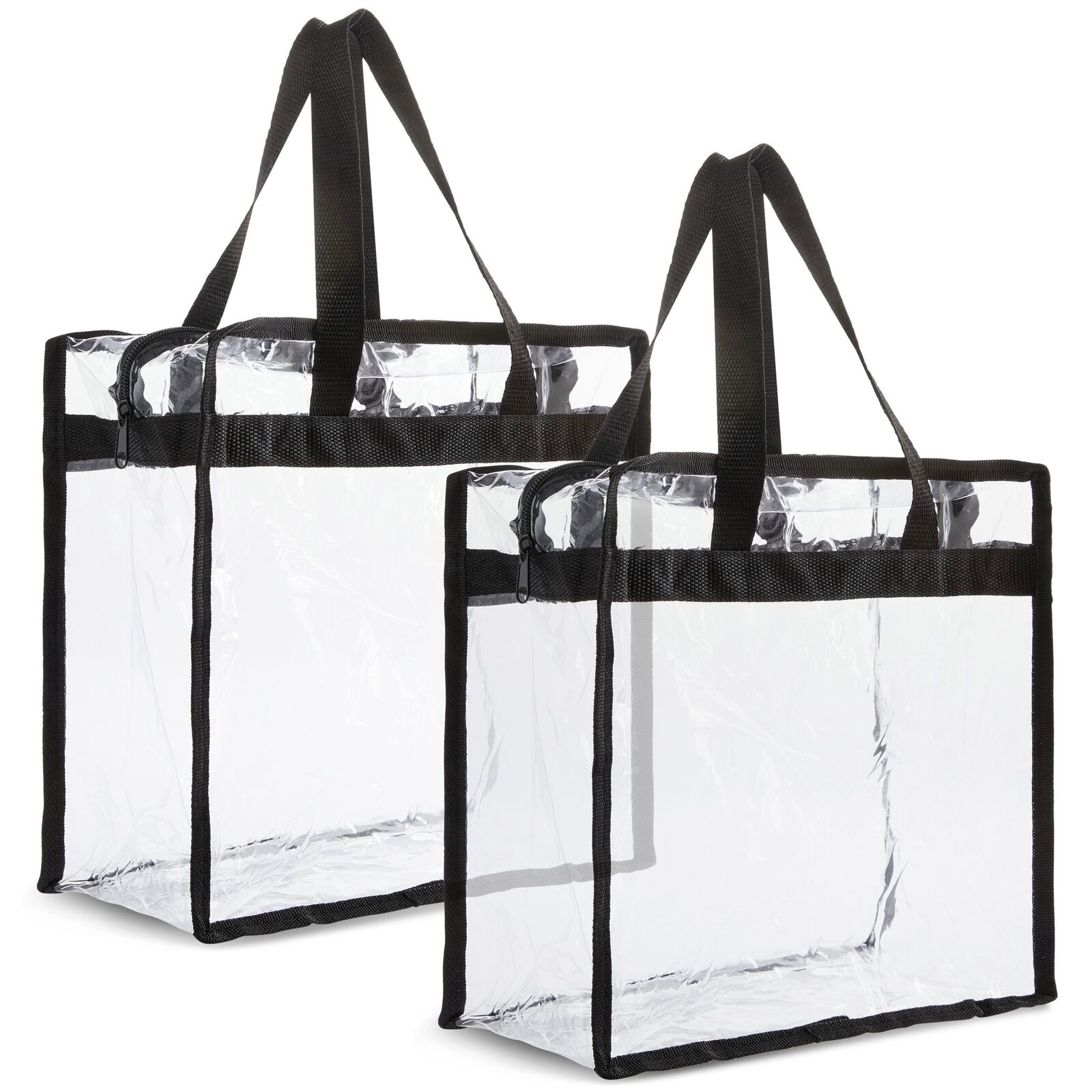 2 Pack Stadium Approved Clear Tote Bags with Handles for Beach Concert, 12x6x12\