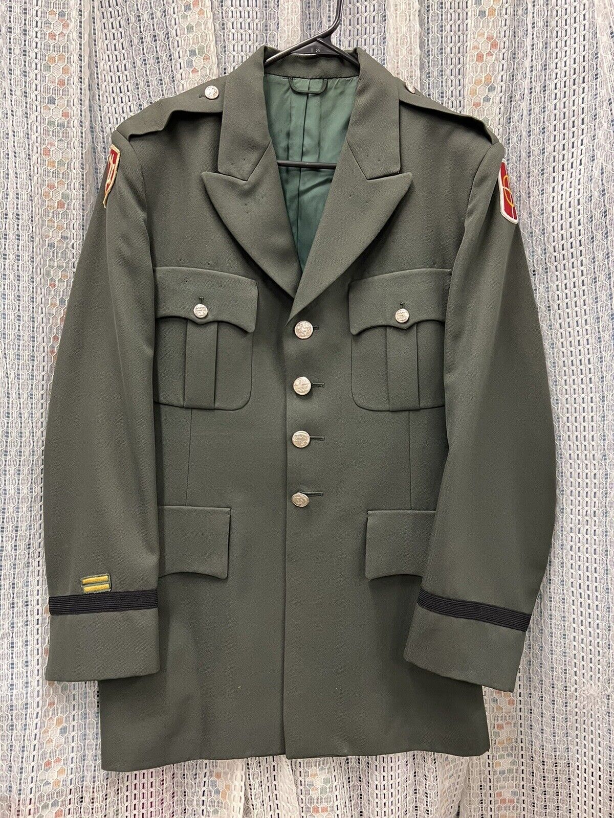 VIETNAM US Army Engineer Dress Uniform Green Jacket Pants Essayon Buttons Silvr