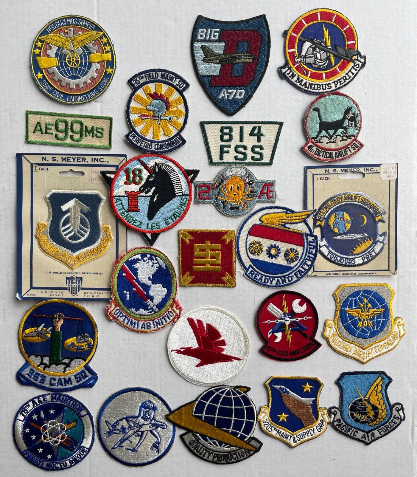 TWENTY-THREE US AIR FORCE MAINTENANCE AND SUPPLY UNIT PATCHES (61)