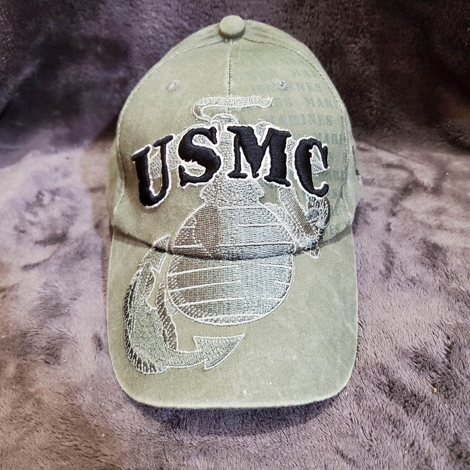 US Marines Military Green Eagle Crest AdjHat/Cap CAMO Green Embroidered USMC