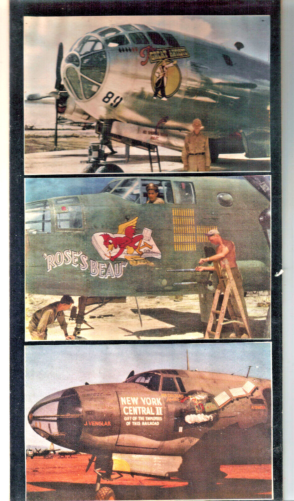 3-Original WW2 US Airplane Nose Art Military Photos Photographs Ventura Brooklyn