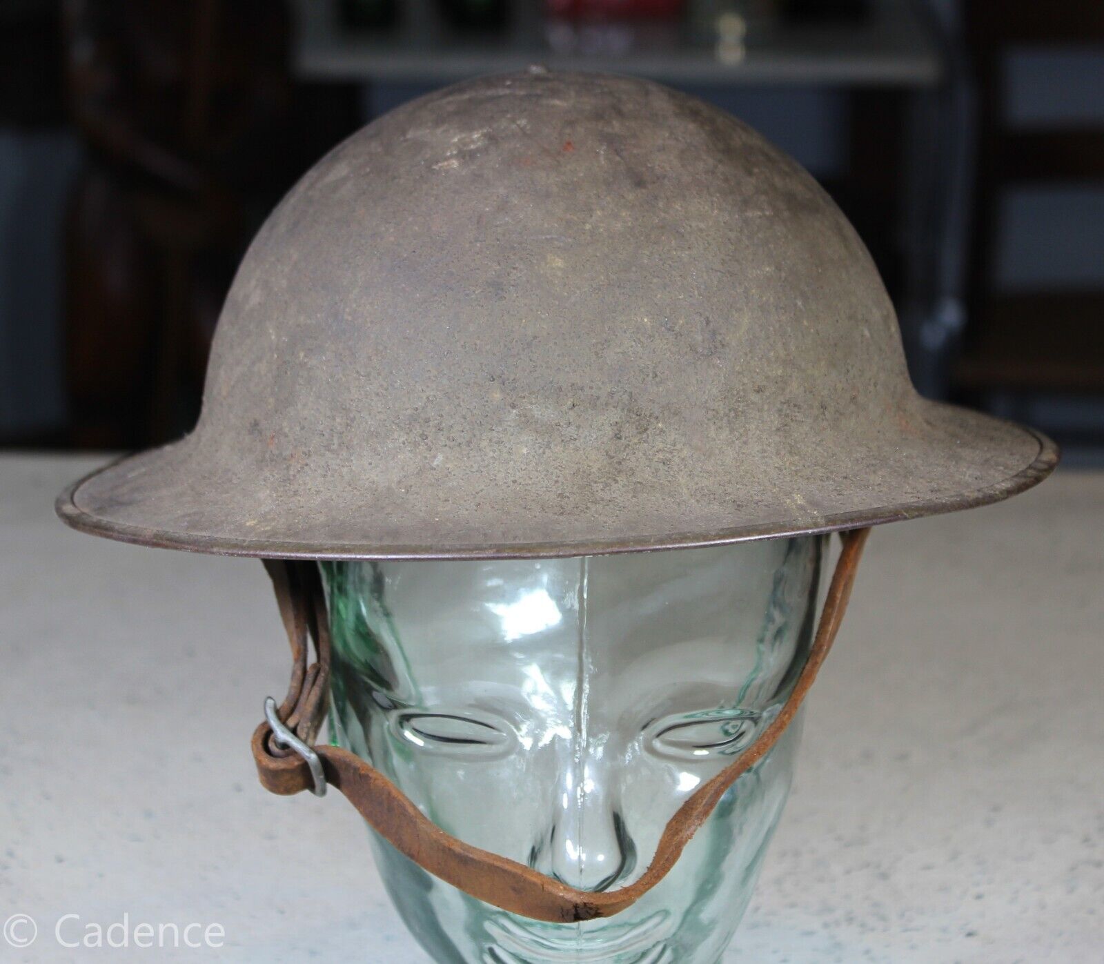 US WW1 Steel Combat Helmet Brodie Doughboy. Complete W/ Liner & Strap.