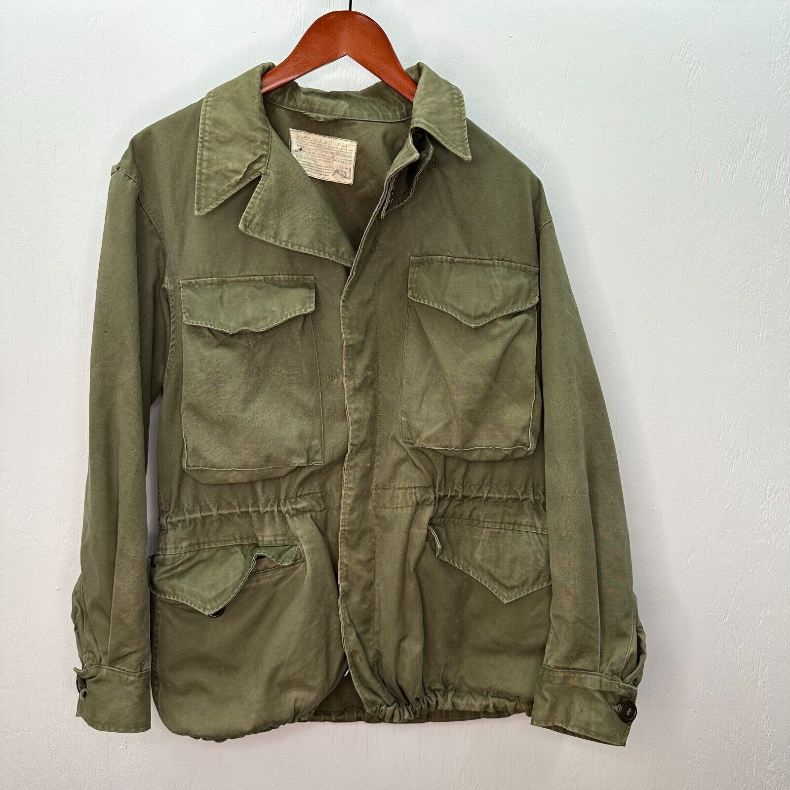 Vintage WW 2 II U.S. Army M-1943 Field Jacket Coat M43 Size 36S W HOOD