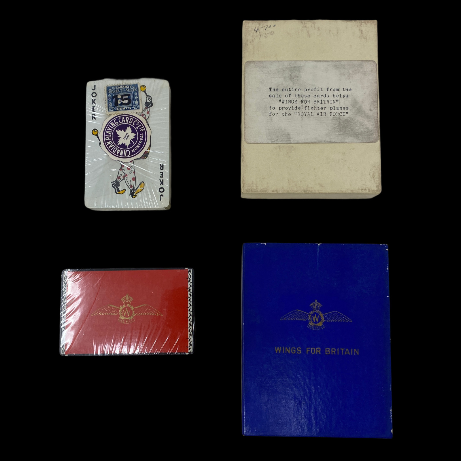 WWII ULTRA RARE Mint Condition Unopened Wings For Britain RAF Playing Cards 