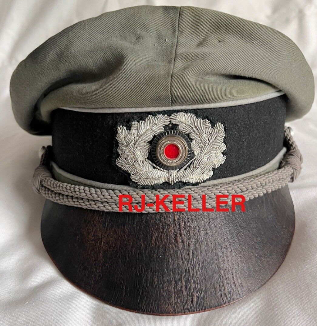 WW2 German Army Wehrmacht HEER Military Officers Crusher Visor Hat Cap Sz: 59
