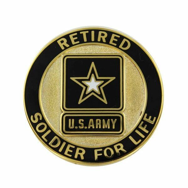 GENUINE U.S. ARMY IDENTIFICATION BADGE: SOLDIER FOR LIFE - RETIRED