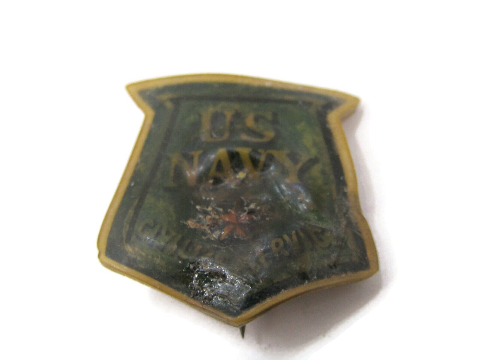 US Navy Civilian Service Pin Vintage Celluloid