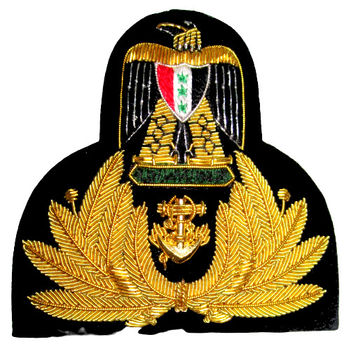 IRAQI NAVY OFFICER HAT CAP BADGE NEW HAND EMBROIDERED  IN USA CP MADE