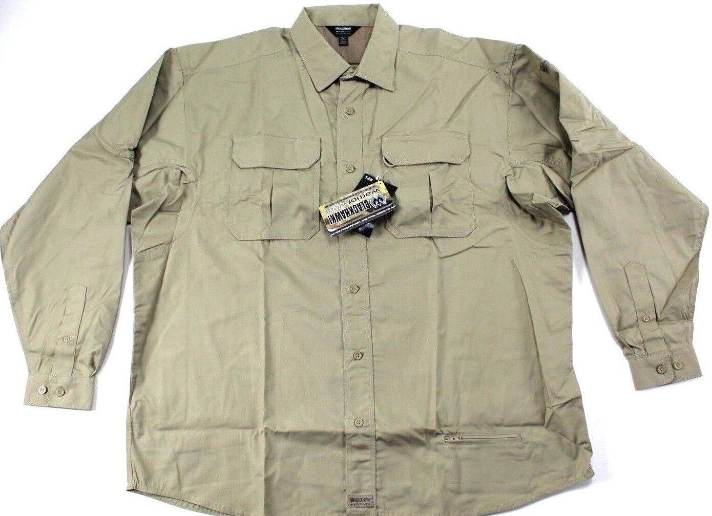 Men's 2XL Light Weight Tactical Shirt Khaki Long Sleeve BLACKHAWK (R221108pd)