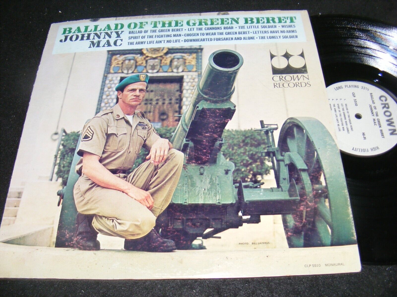 BALLAD OF THE GREEN BERET Johnny Mac Vietnam War Era RARITY LP Crown Records Fun