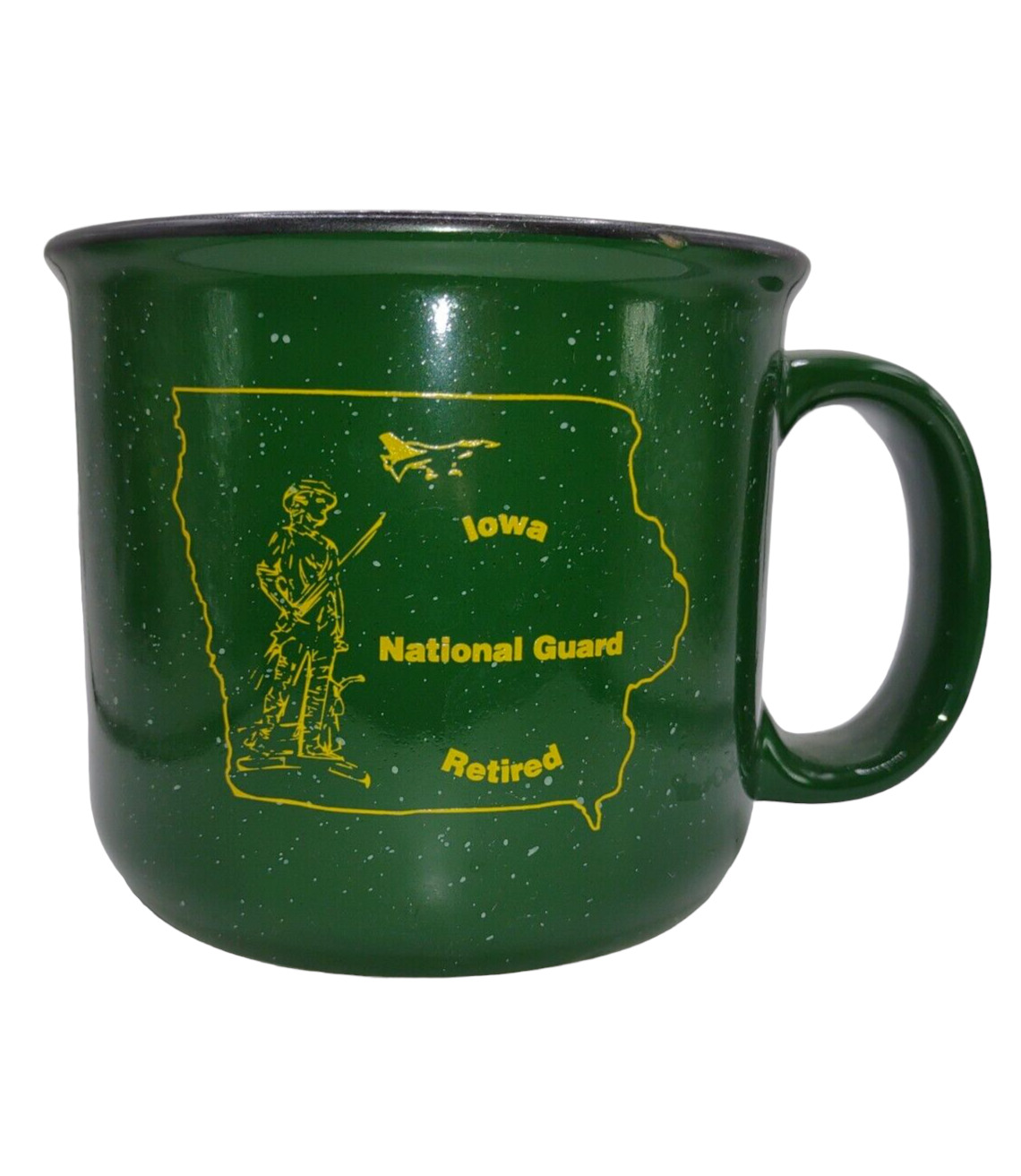 IOWA National Guard Retired Military Soldier Speckled Campfire Coffee Mug Cup