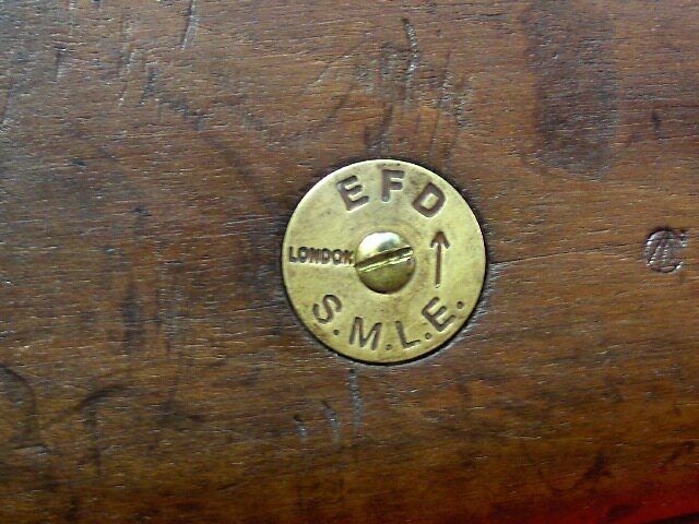 BRITISH LEE ENFIELD SMLE STOCK - BRASS ID DISC w/ SCREW
