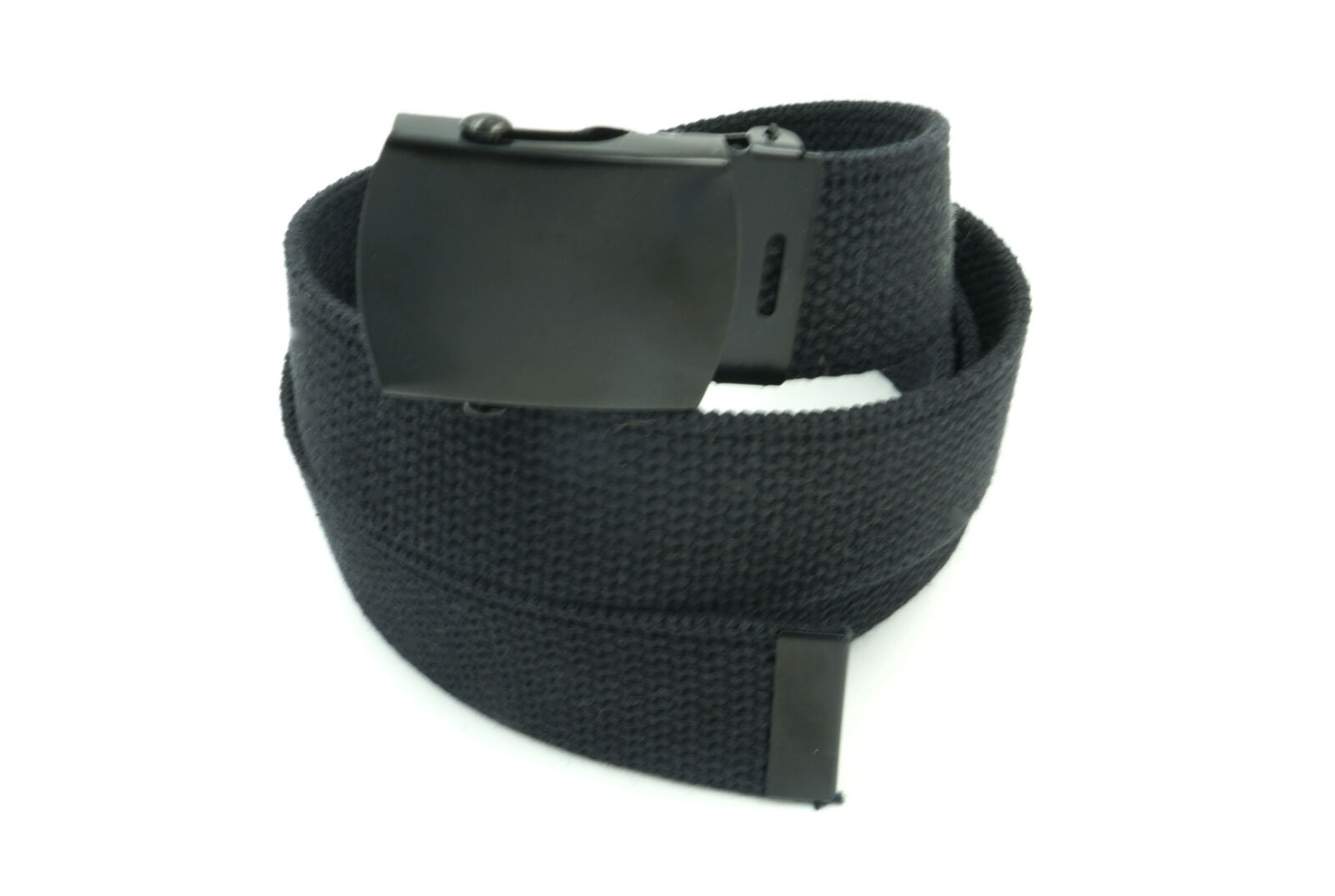 BLACK Cotton Canvas Military Army Belt Unisex Black Buckle and Tip 56\
