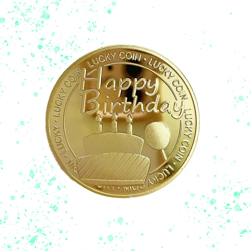Happy Birthday Cake Commemorative Lucky Coin Gift Medal Gold Challenge Coin Gift
